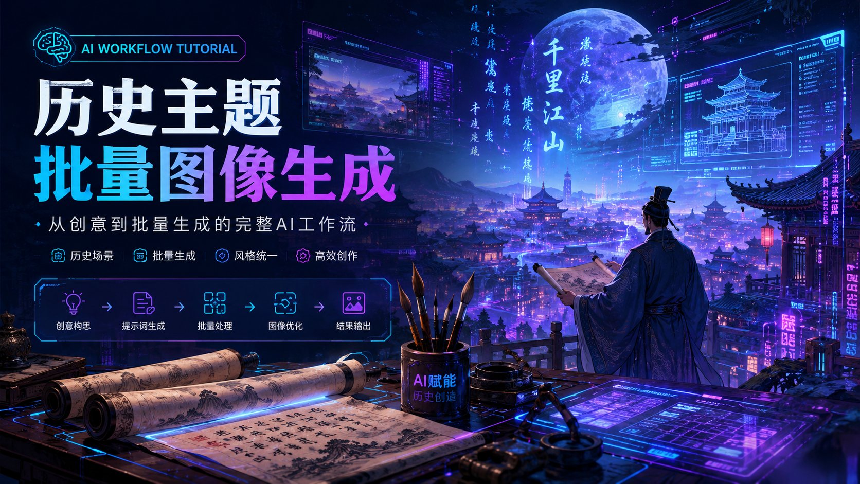 做历史科普自媒体太耗时？手把手教你跑通批量图文生成工作流